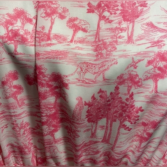 NEW!! Bloomingdale’s exclusive 💕💗 AQUA Toile Printed Ruffled Mini Dress, Sz Med. - Picture 6 of 8